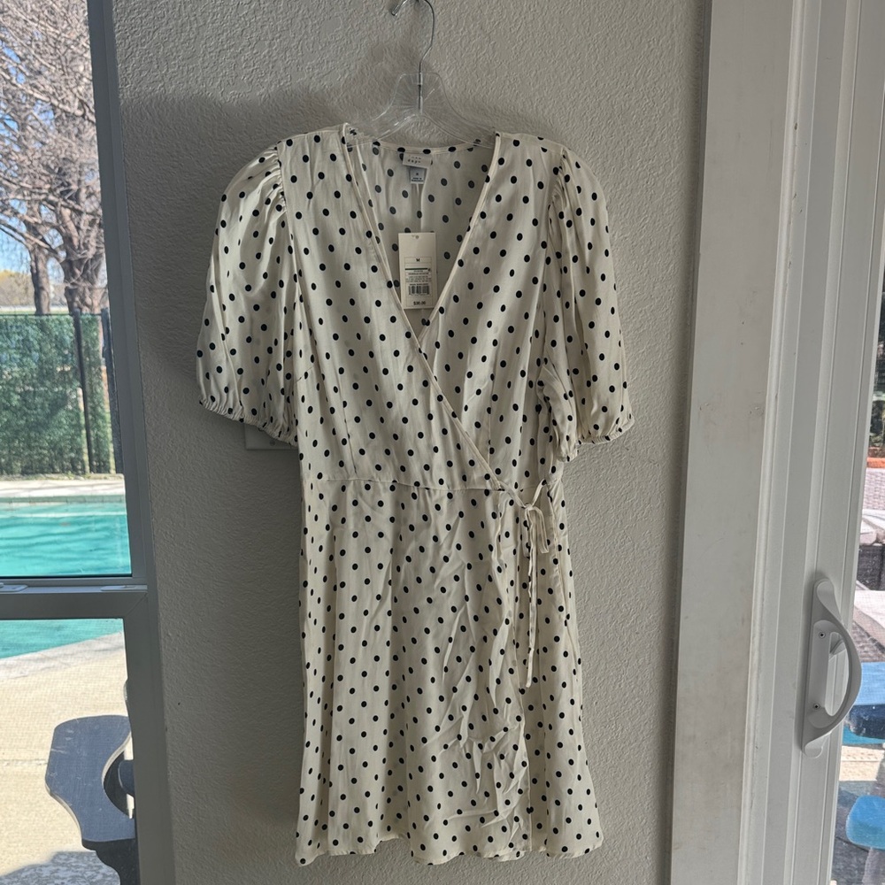 a new day Cream Dress with Black Polka Dots